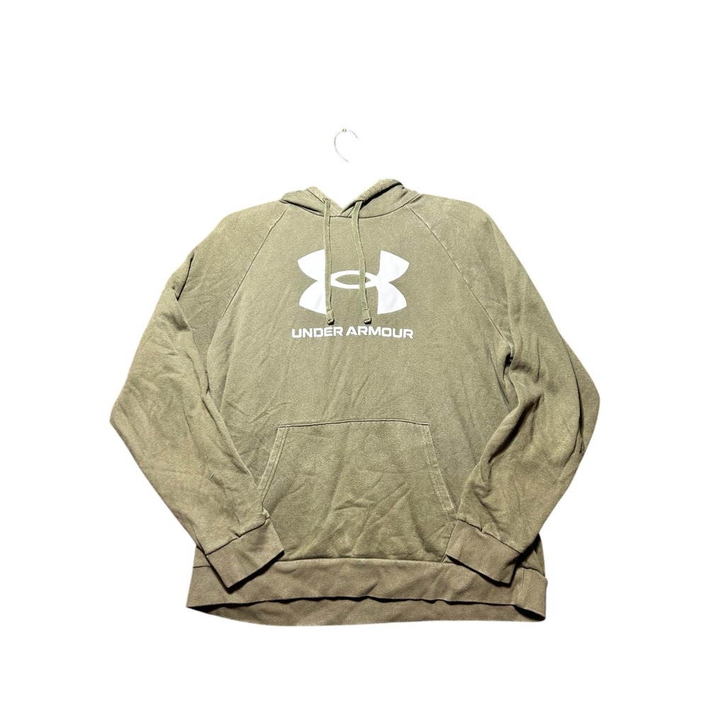 Under Armour Hoodie Mens XL‎ Green Big Logo Pullover Raglan Sleeve